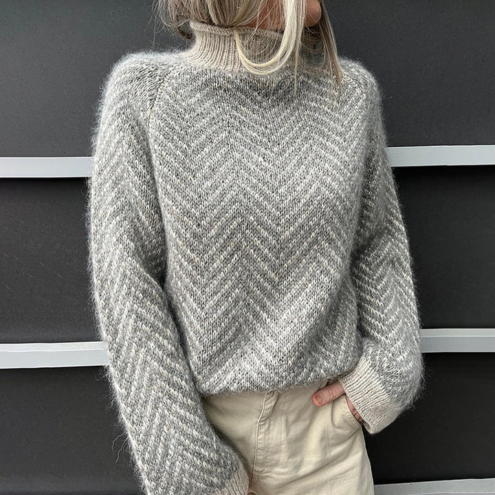 Lewis women's herringbone jumper in Grey – front view