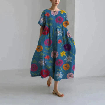 Calliope - Elegant Floral Print Dress