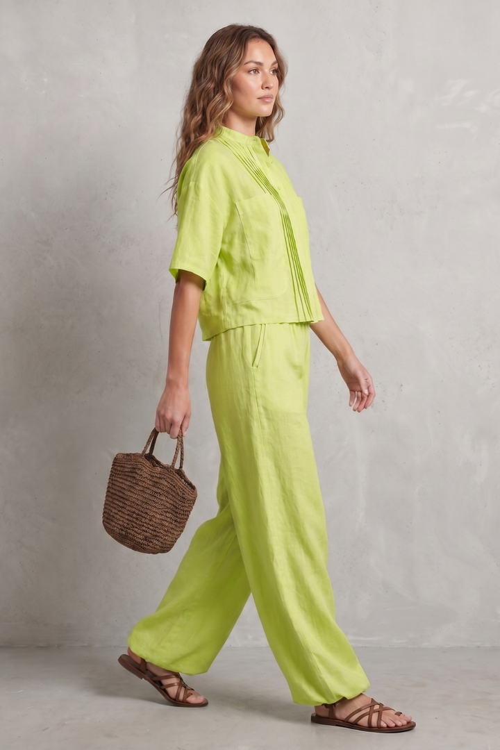 Women's Pleated Shirt and Wide Leg Trouser Co-ord Set - Blanchelle