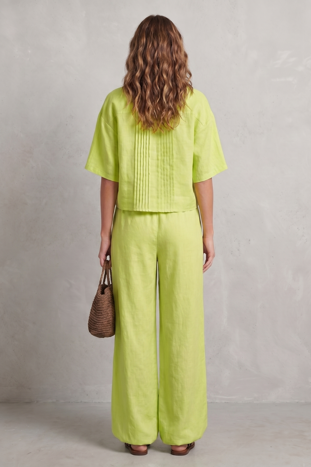 Women's Pleated Shirt and Wide Leg Trouser Co-ord Set - Blanchelle