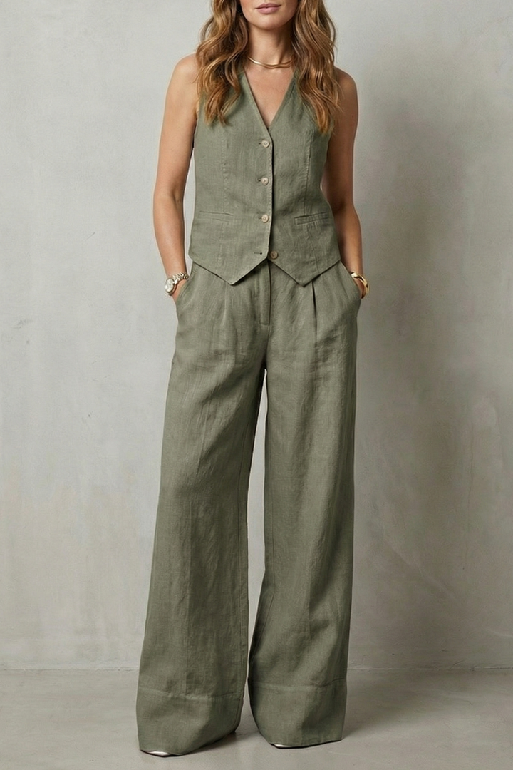Women's Waistcoat and Wide Leg Trouser Co-ord Set - Anthéa