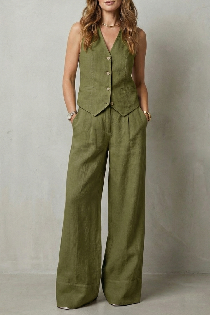Women's Waistcoat and Wide Leg Trouser Co-ord Set - Anthéa
