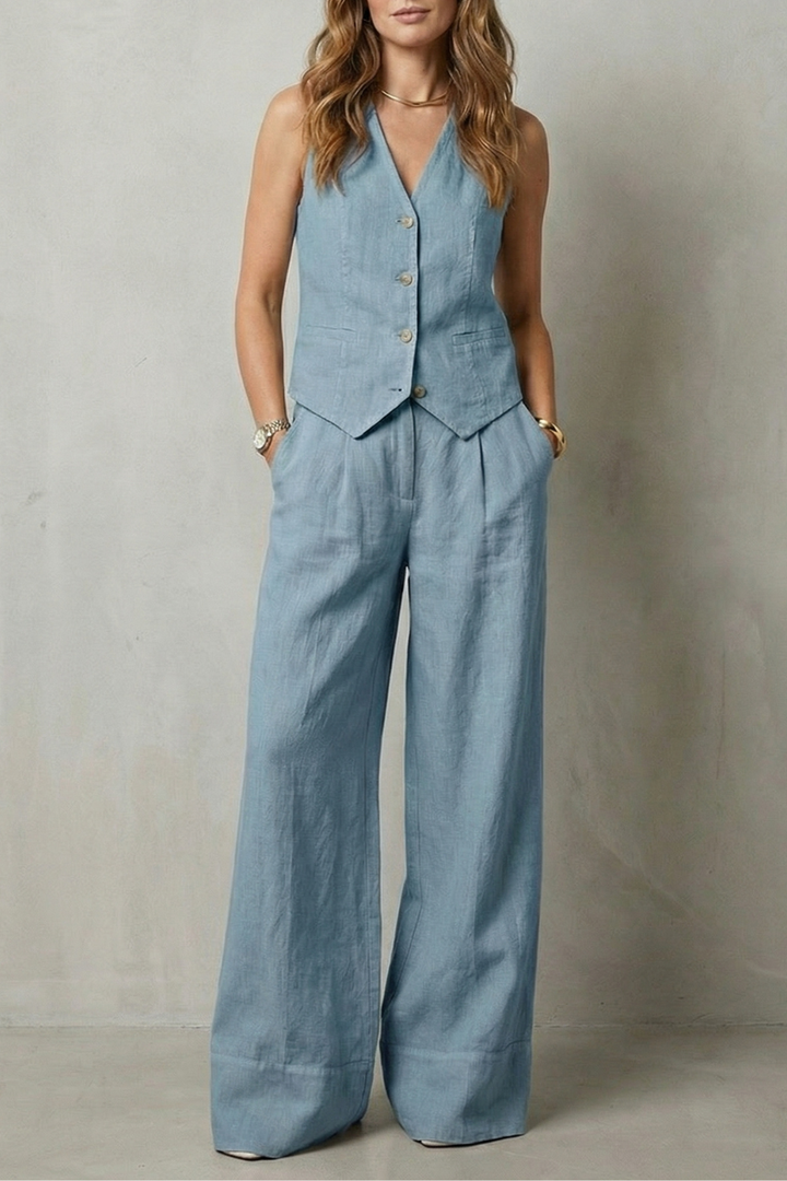 Women's Waistcoat and Wide Leg Trouser Co-ord Set - Anthéa