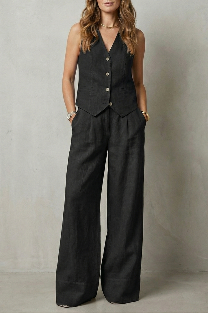 Women's Waistcoat and Wide Leg Trouser Co-ord Set - Anthéa