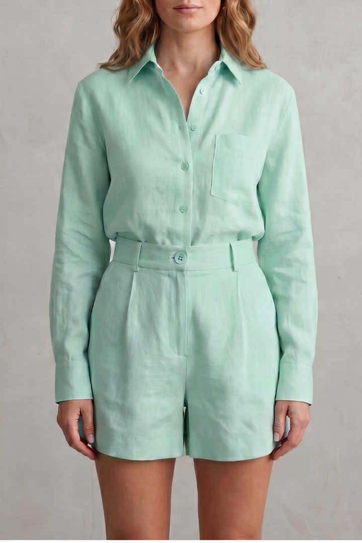 Women's Linen Shirt and Tailored Shorts Co-ord Set - Clarielle