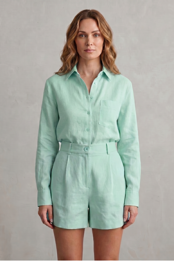 Women's Linen Shirt and Tailored Shorts Co-ord Set - Clarielle