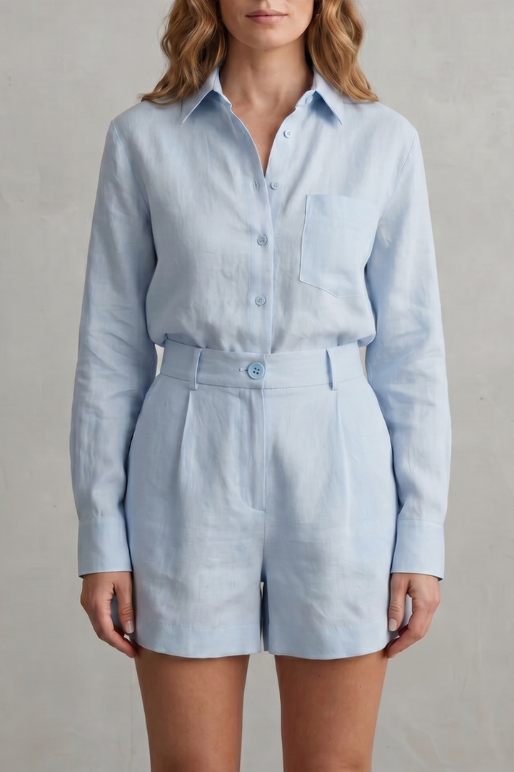 Women's Linen Shirt and Tailored Shorts Co-ord Set - Clarielle