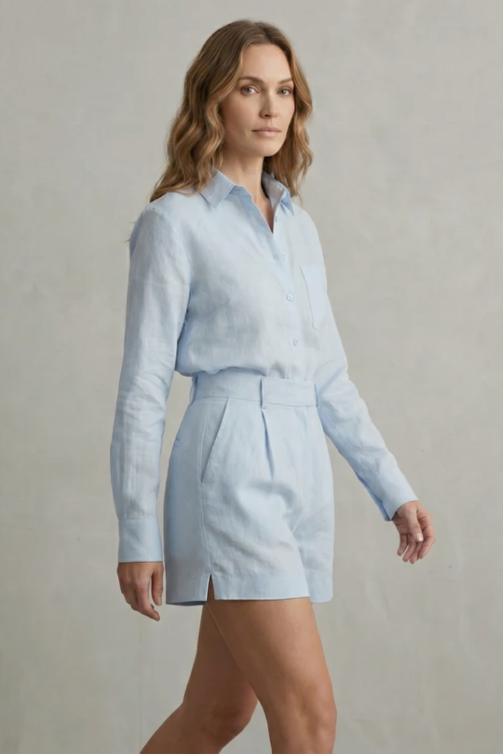 Women's Linen Shirt and Tailored Shorts Co-ord Set - Clarielle