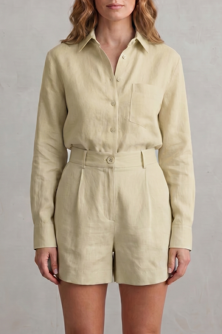 Women's Linen Shirt and Tailored Shorts Co-ord Set - Clarielle
