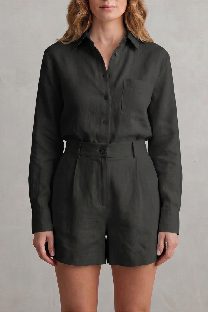 Women's Linen Shirt and Tailored Shorts Co-ord Set - Clarielle