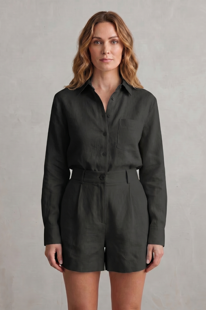 Women's Linen Shirt and Tailored Shorts Co-ord Set - Clarielle
