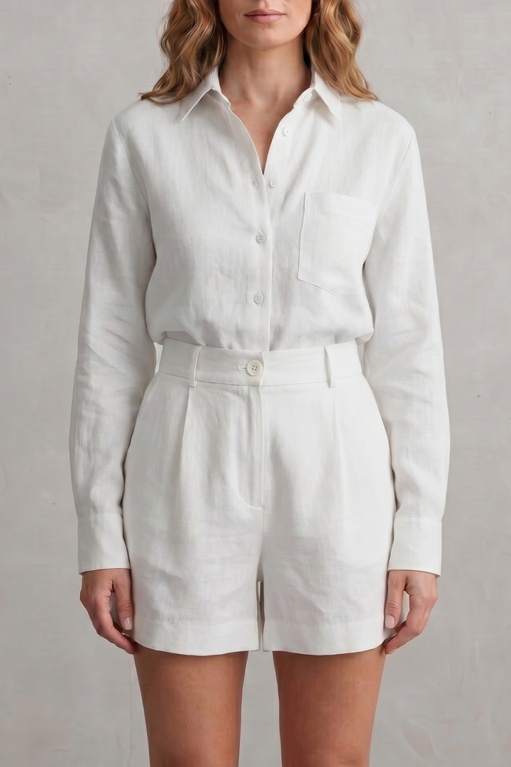 Women's Linen Shirt and Tailored Shorts Co-ord Set - Clarielle