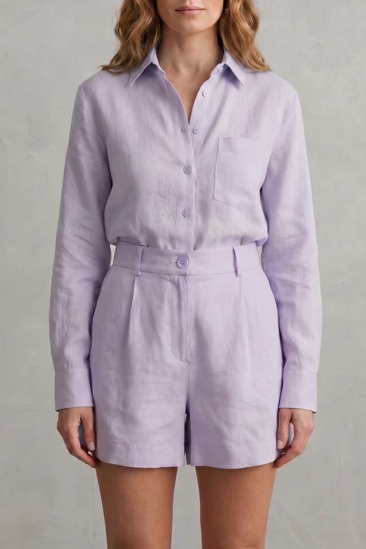 Women's Linen Shirt and Tailored Shorts Co-ord Set - Clarielle
