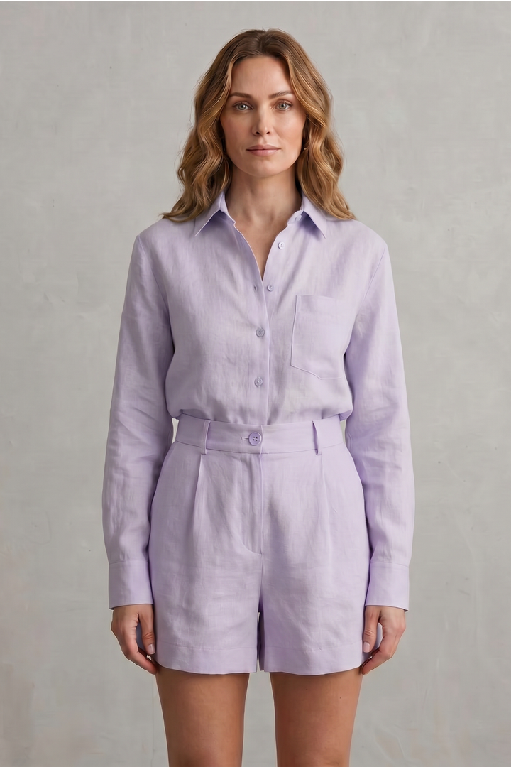 Women's Linen Shirt and Tailored Shorts Co-ord Set - Clarielle