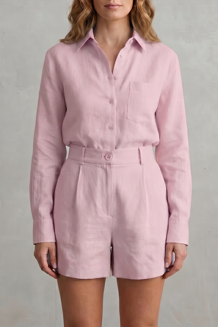Women's Linen Shirt and Tailored Shorts Co-ord Set - Clarielle