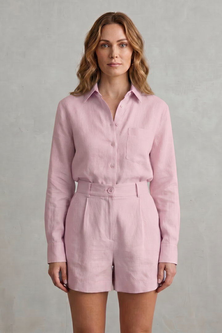 Women's Linen Shirt and Tailored Shorts Co-ord Set - Clarielle