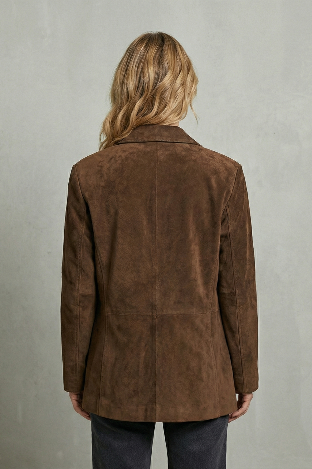 Women's Suede Blazer with Structured Shoulders - Waverline