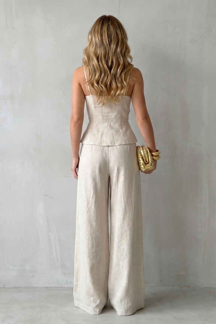 Women's Camisole Top and Wide Leg Trouser Co-ord Set - Celandine