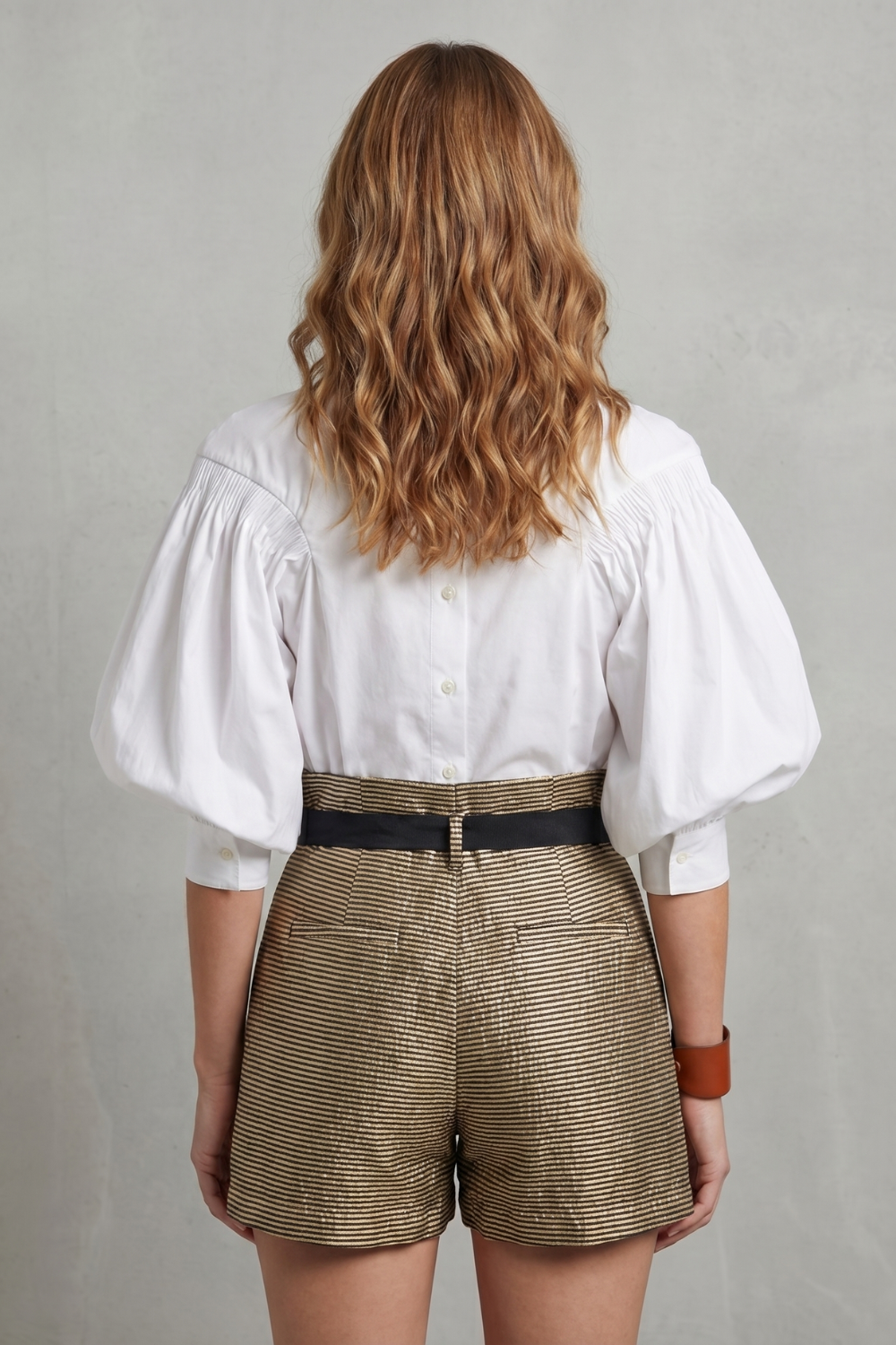 Women's Puff Sleeve Blouse with Button Front - Trielle