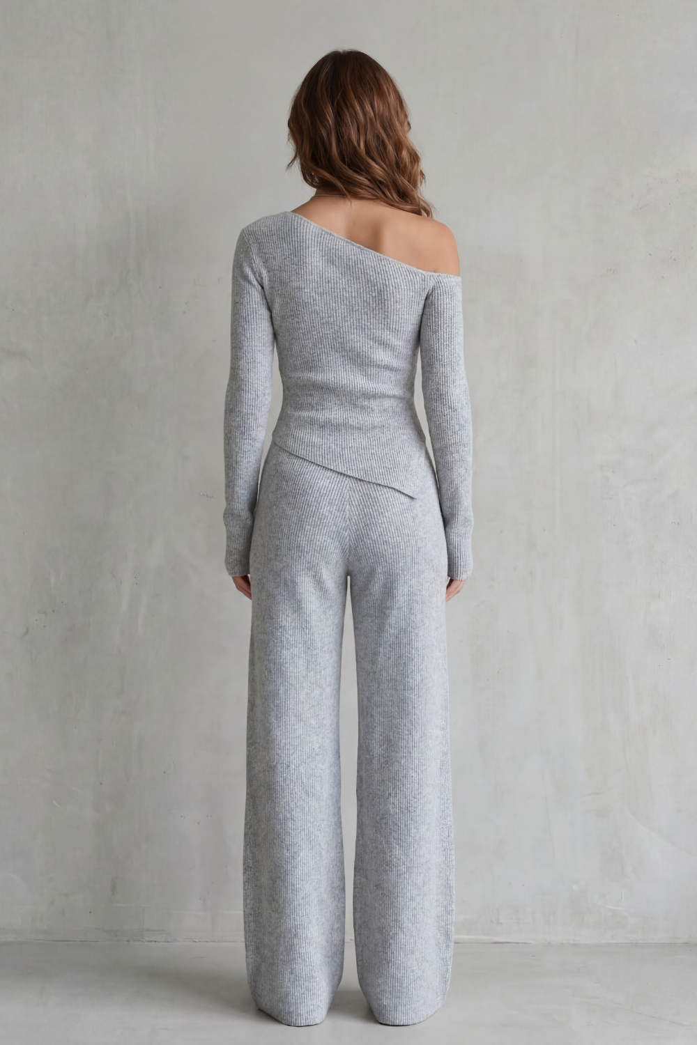 Women's Off-Shoulder Knit Top and Trouser Co-ord Set - Ferrienne