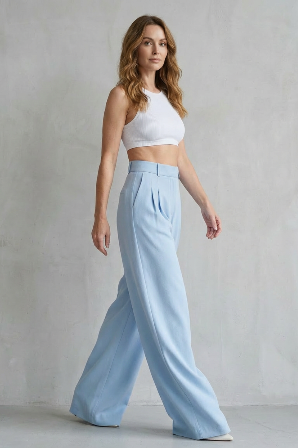 Women's Draped Wide Leg Tailored Trousers - Perlisse