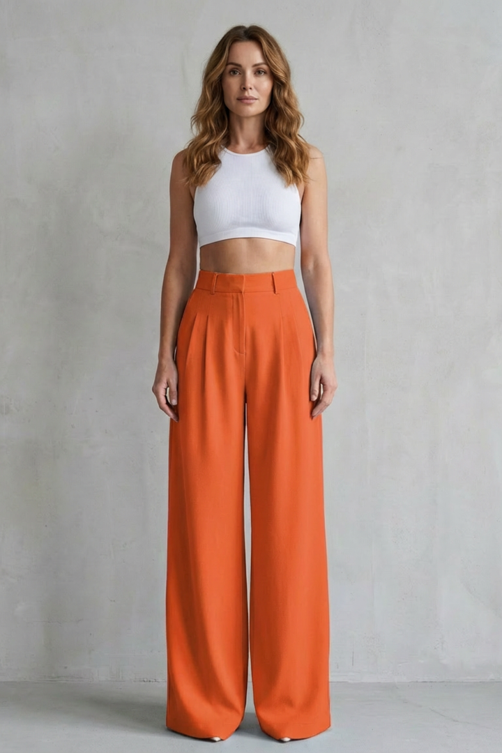 Women's Draped Wide Leg Tailored Trousers - Perlisse