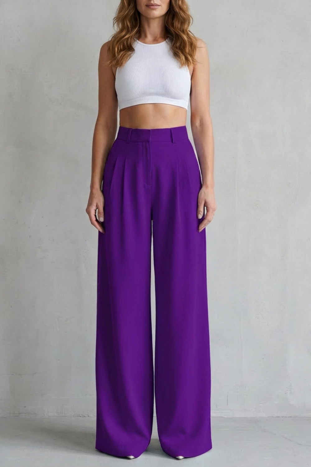 Women's Draped Wide Leg Tailored Trousers - Perlisse