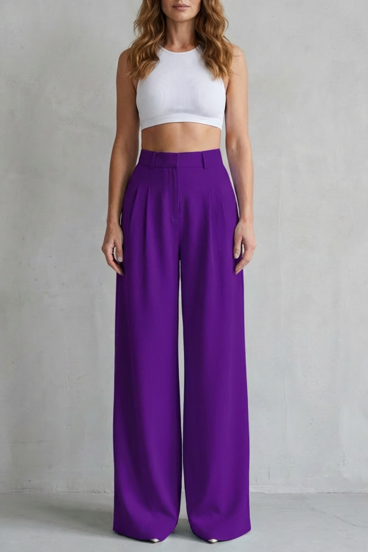 Women's Draped Wide Leg Tailored Trousers - Perlisse