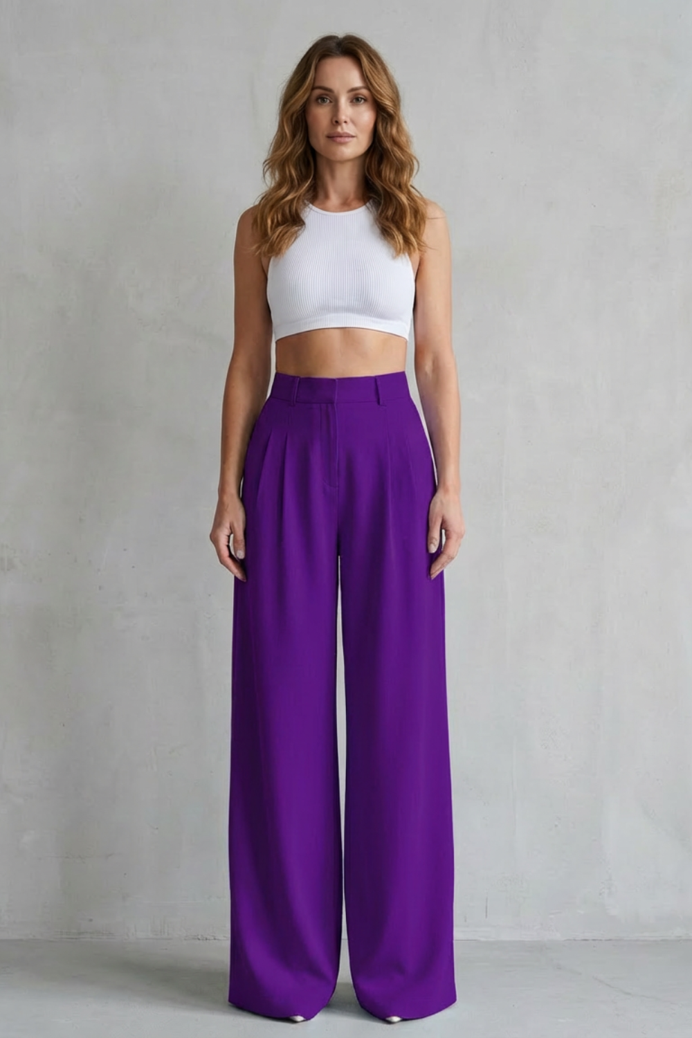 Women's Draped Wide Leg Tailored Trousers - Perlisse