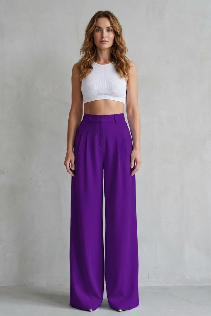 Women's Draped Wide Leg Tailored Trousers - Perlisse