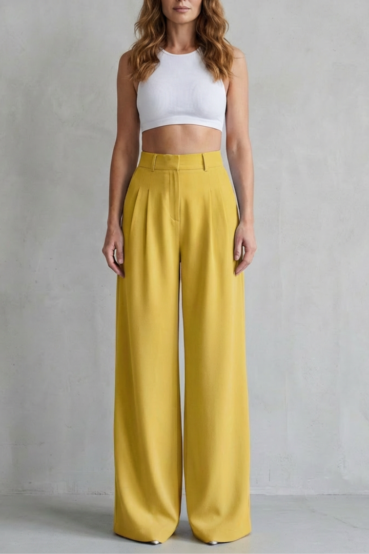 Women's Draped Wide Leg Tailored Trousers - Perlisse