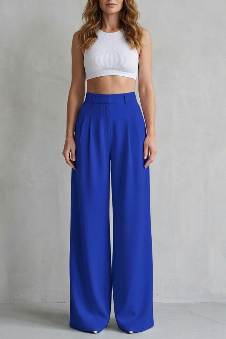 Women's Draped Wide Leg Tailored Trousers - Perlisse