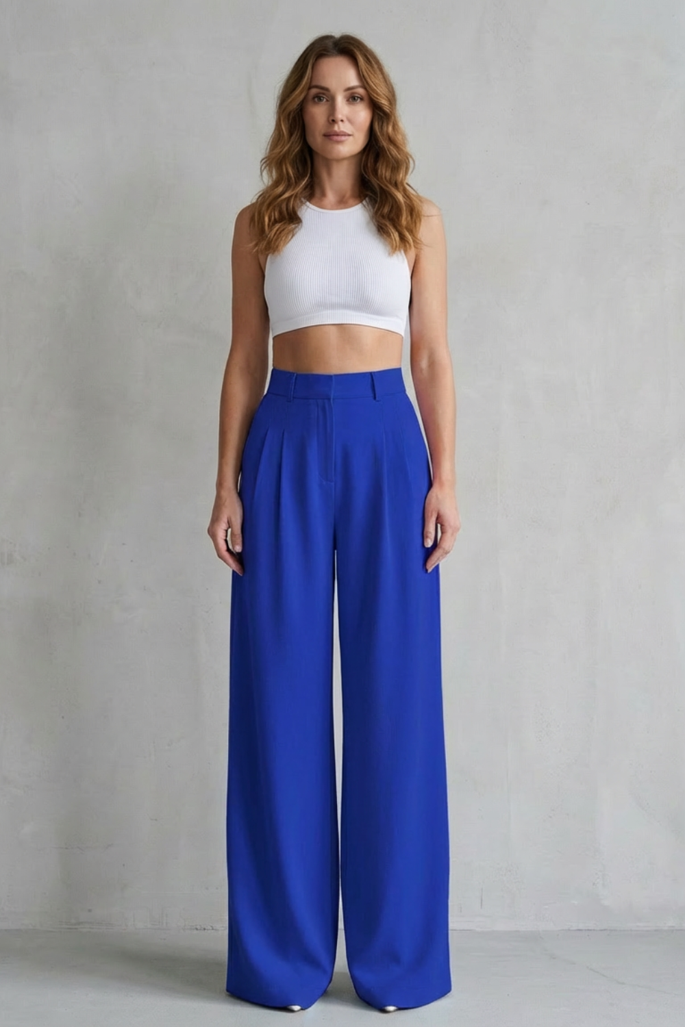 Women's Draped Wide Leg Tailored Trousers - Perlisse