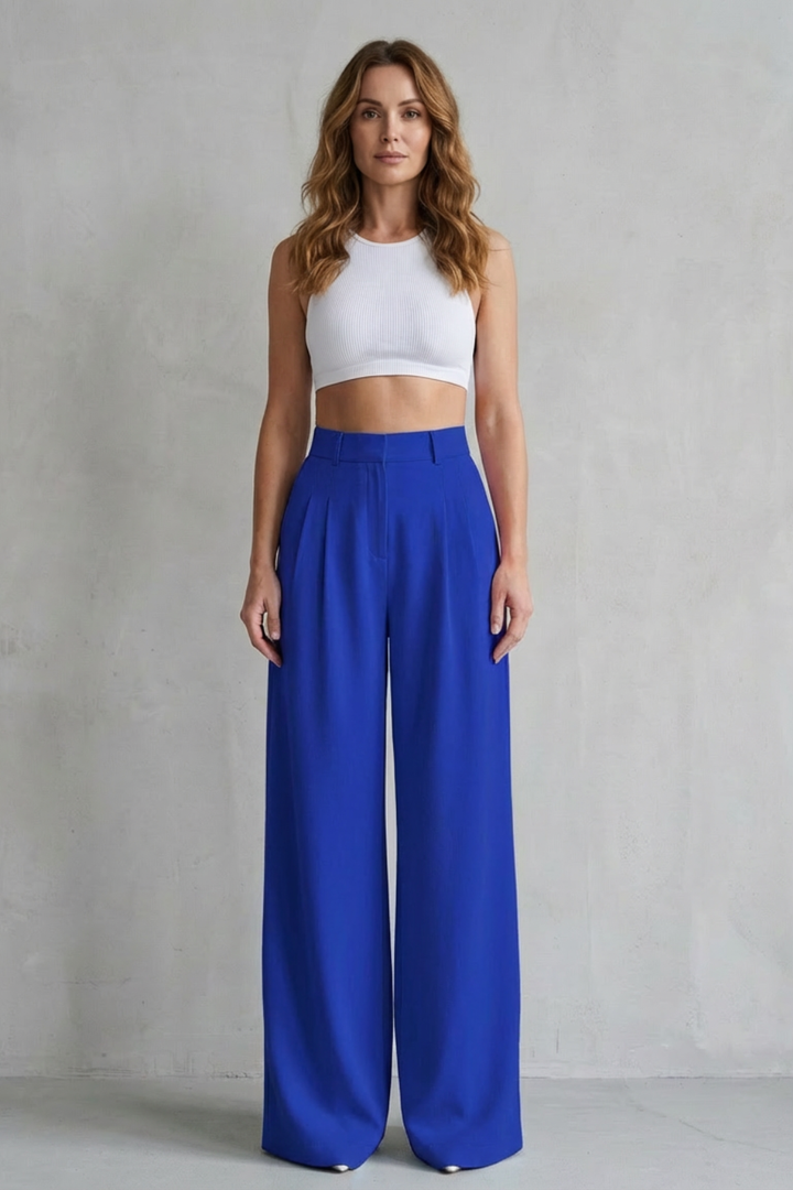Women's Draped Wide Leg Tailored Trousers - Perlisse