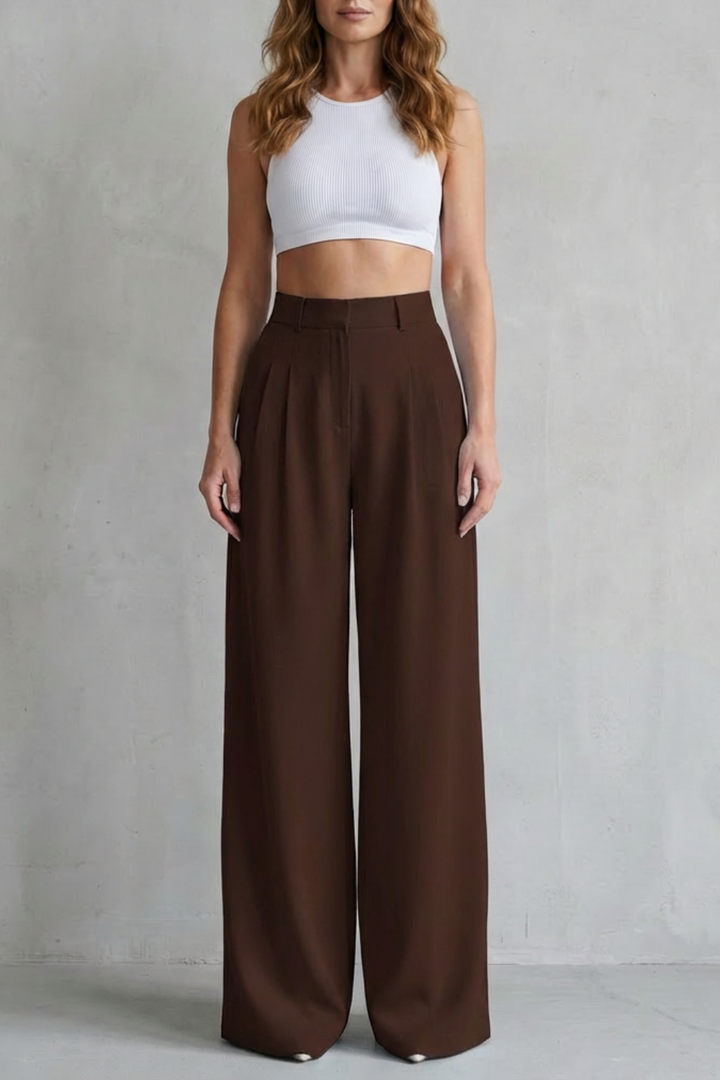 Women's Draped Wide Leg Tailored Trousers - Perlisse