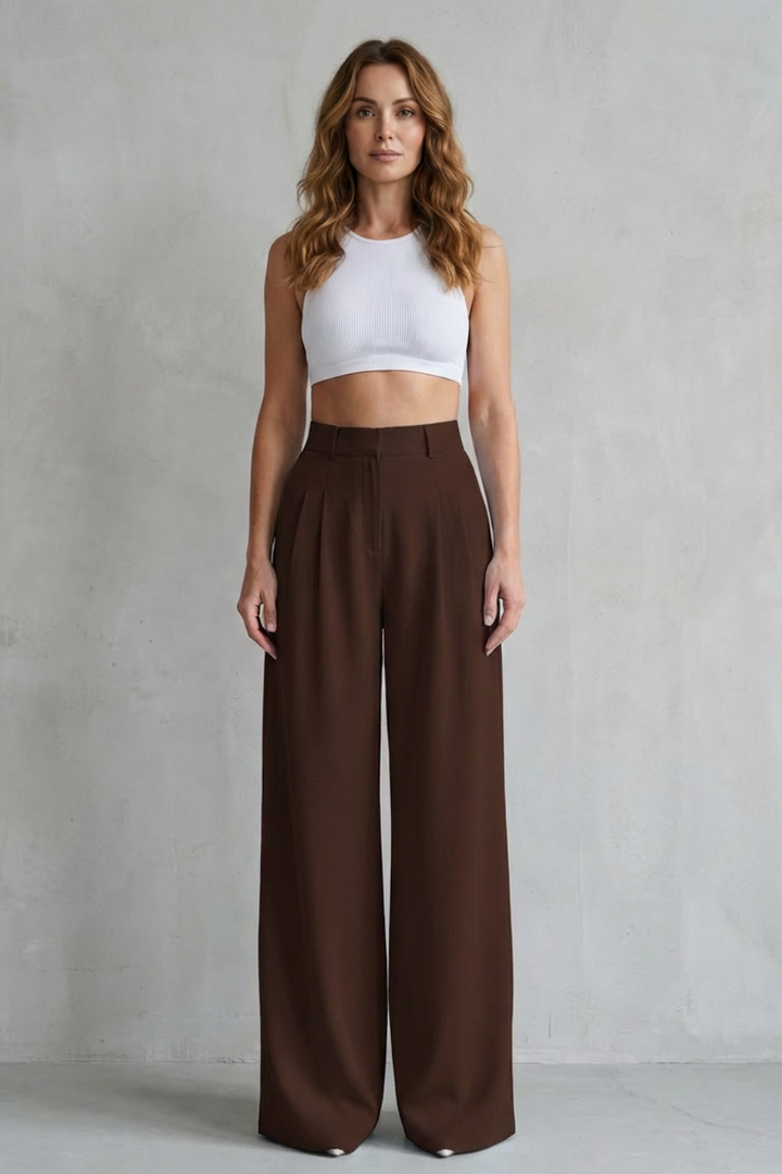 Women's Draped Wide Leg Tailored Trousers - Perlisse