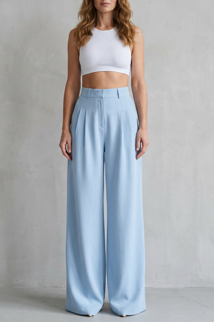 Women's Draped Wide Leg Tailored Trousers - Perlisse