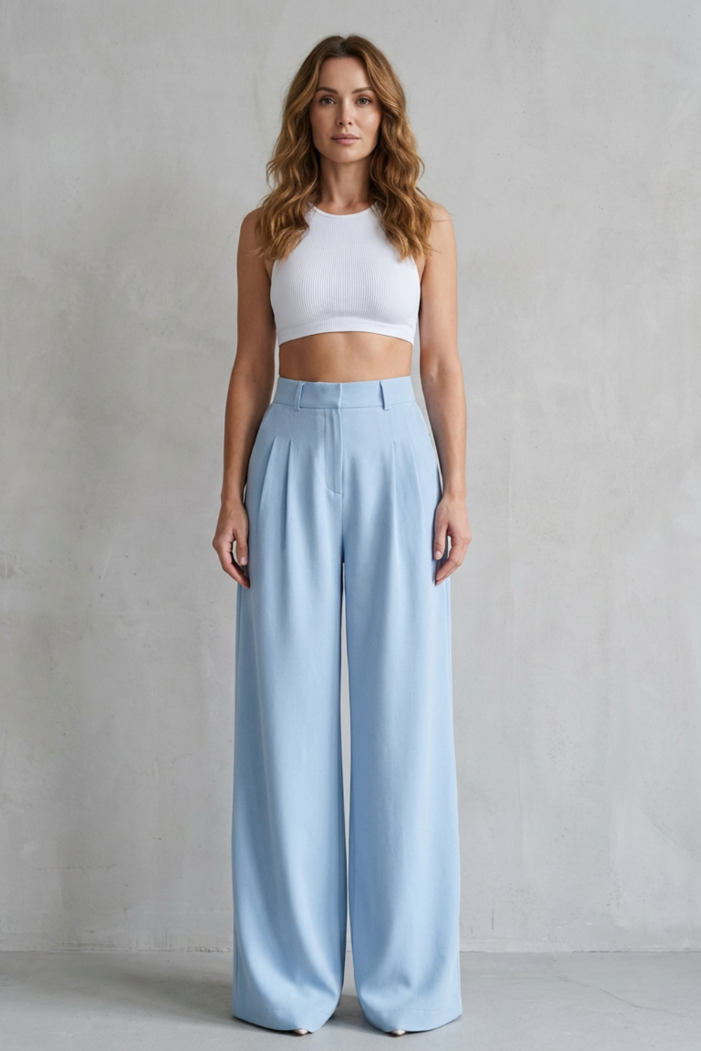 Women's Draped Wide Leg Tailored Trousers - Perlisse