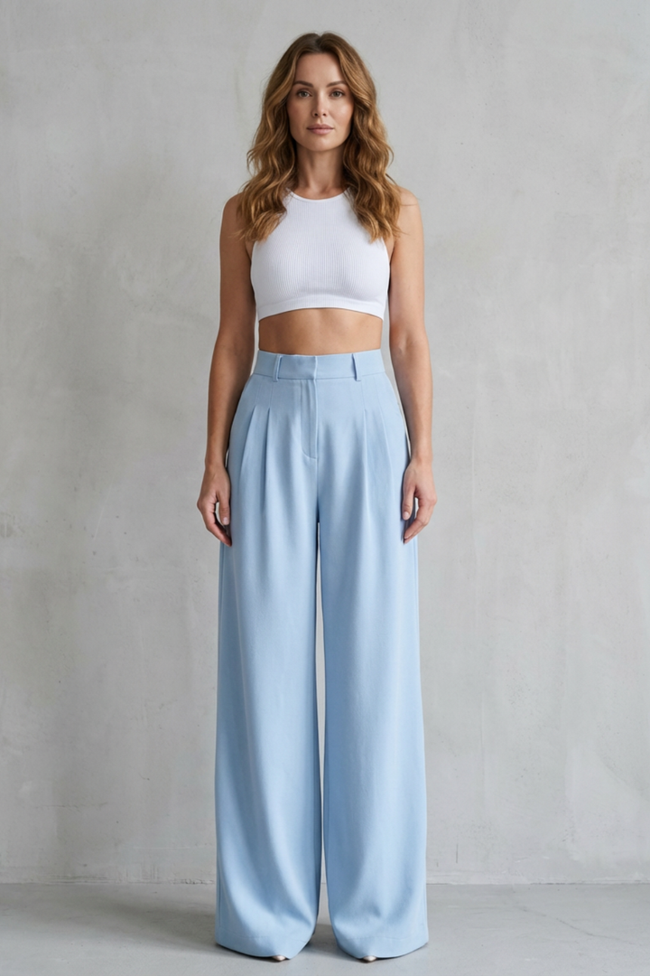 Women's Draped Wide Leg Tailored Trousers - Perlisse