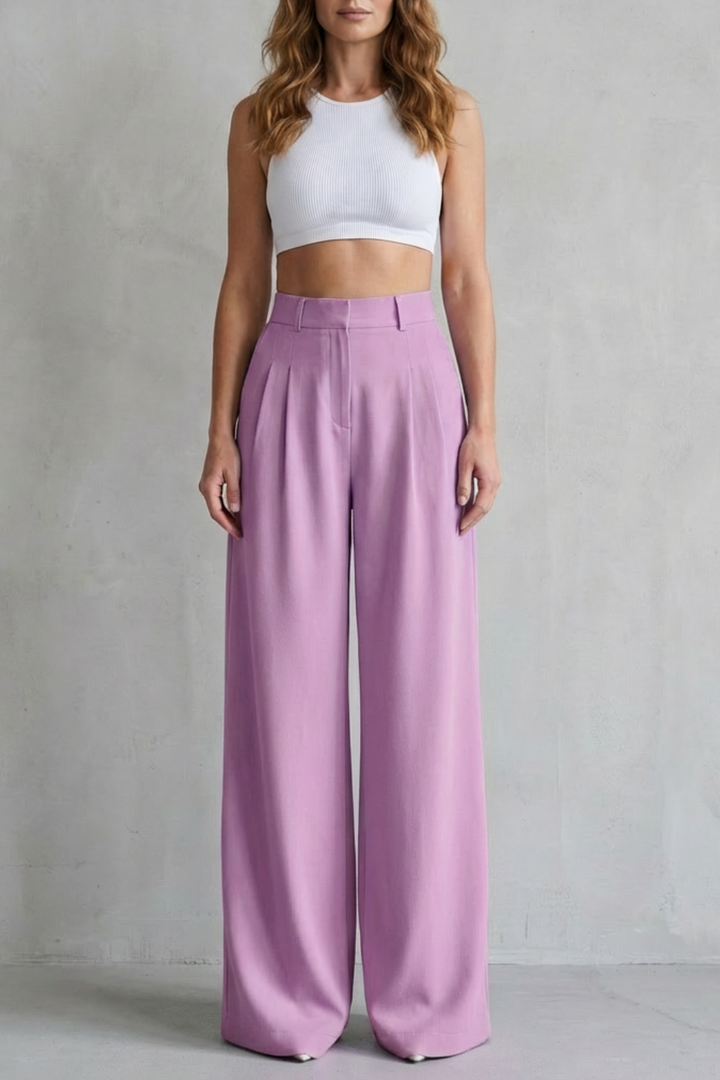 Women's Draped Wide Leg Tailored Trousers - Perlisse