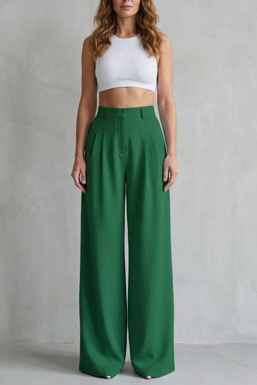 Women's Draped Wide Leg Tailored Trousers - Perlisse