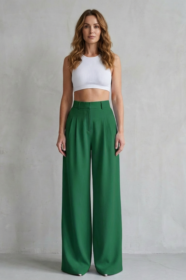 Women's Draped Wide Leg Tailored Trousers - Perlisse