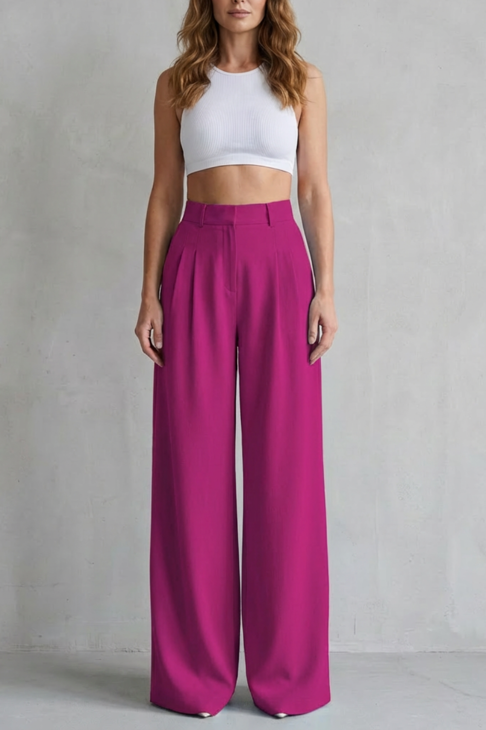 Women's Draped Wide Leg Tailored Trousers - Perlisse