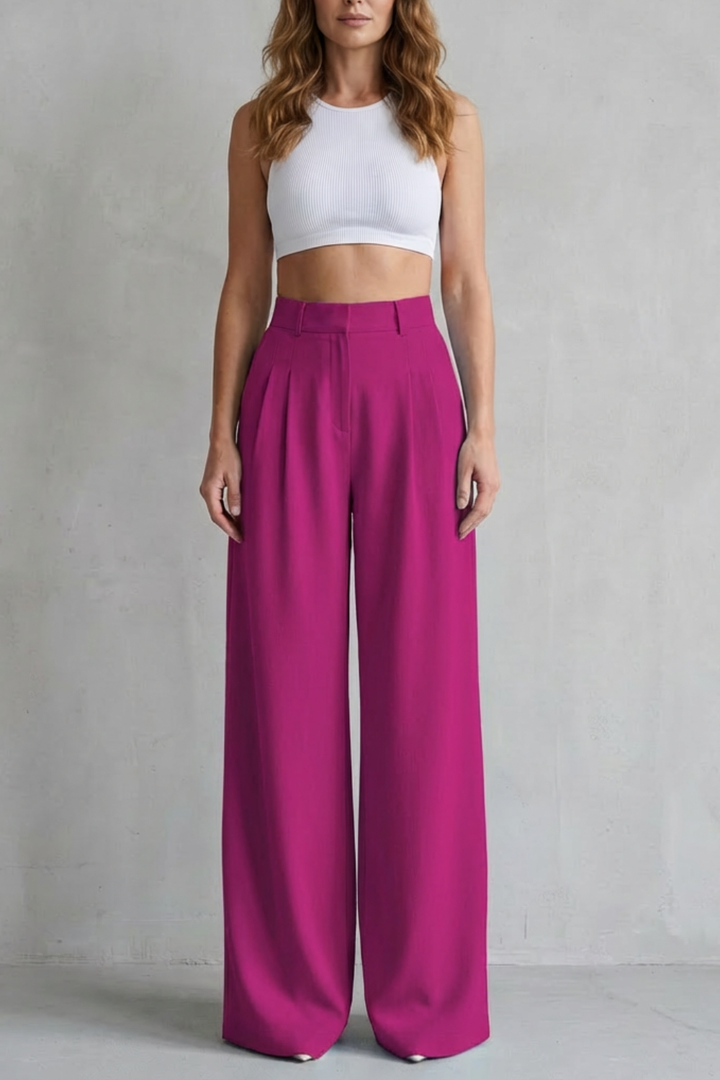 Women's Draped Wide Leg Tailored Trousers - Perlisse