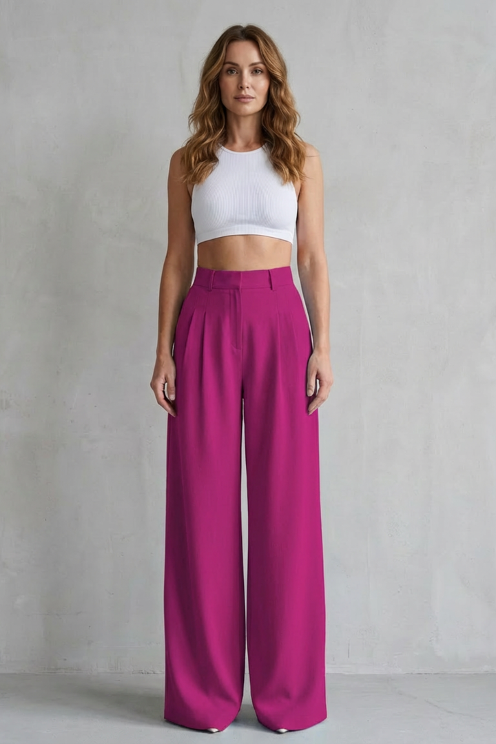 Women's Draped Wide Leg Tailored Trousers - Perlisse
