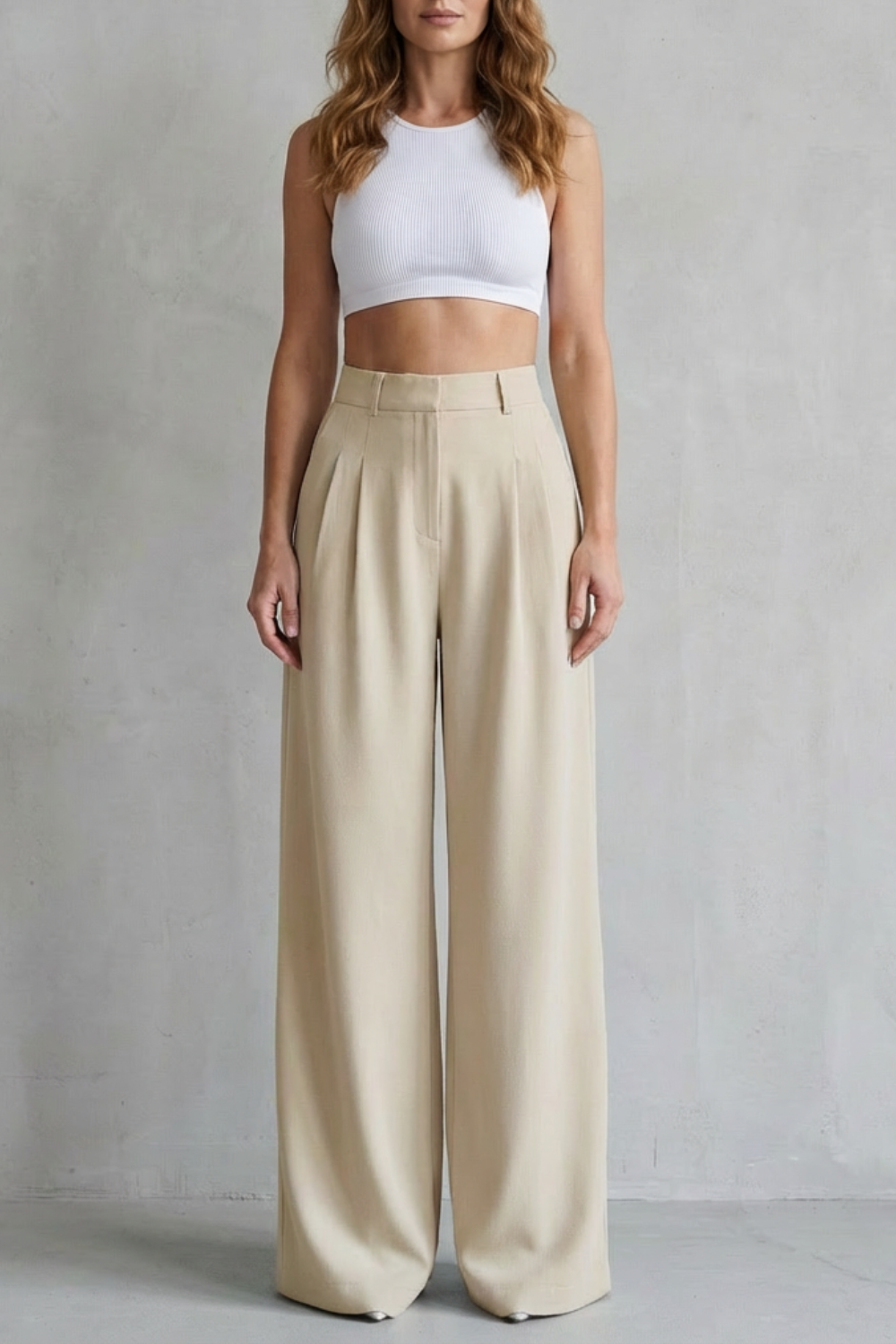 Women's Draped Wide Leg Tailored Trousers - Perlisse