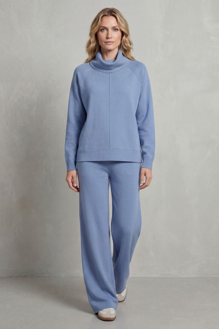 Women's Draped Turtleneck and Wide-Leg Trouser Set - Esmerelle