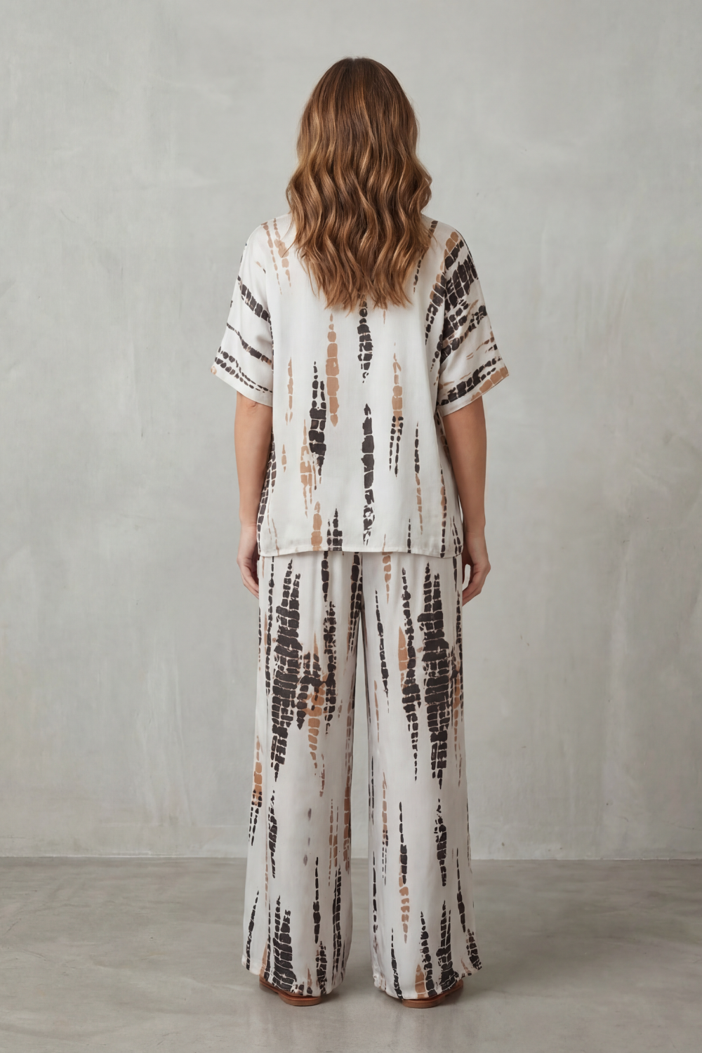 Women's Printed Short Sleeve Top and Trouser Co-ord Set - Ermelle
