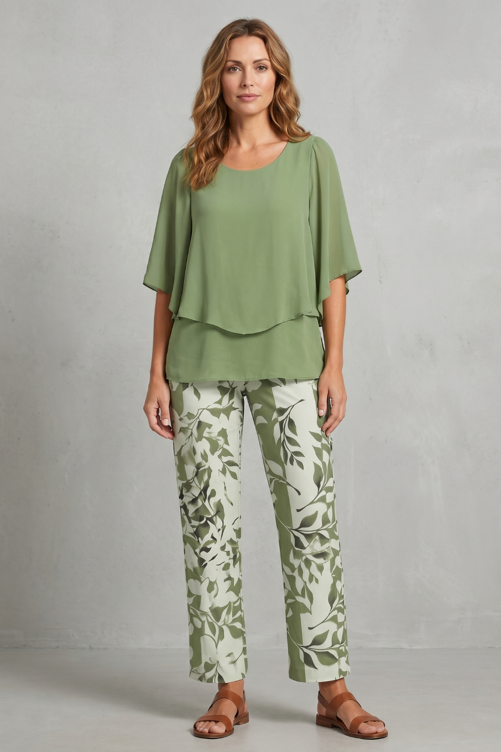 Women's Floral Print Top and Wide Leg Trouser Set - Coralienne