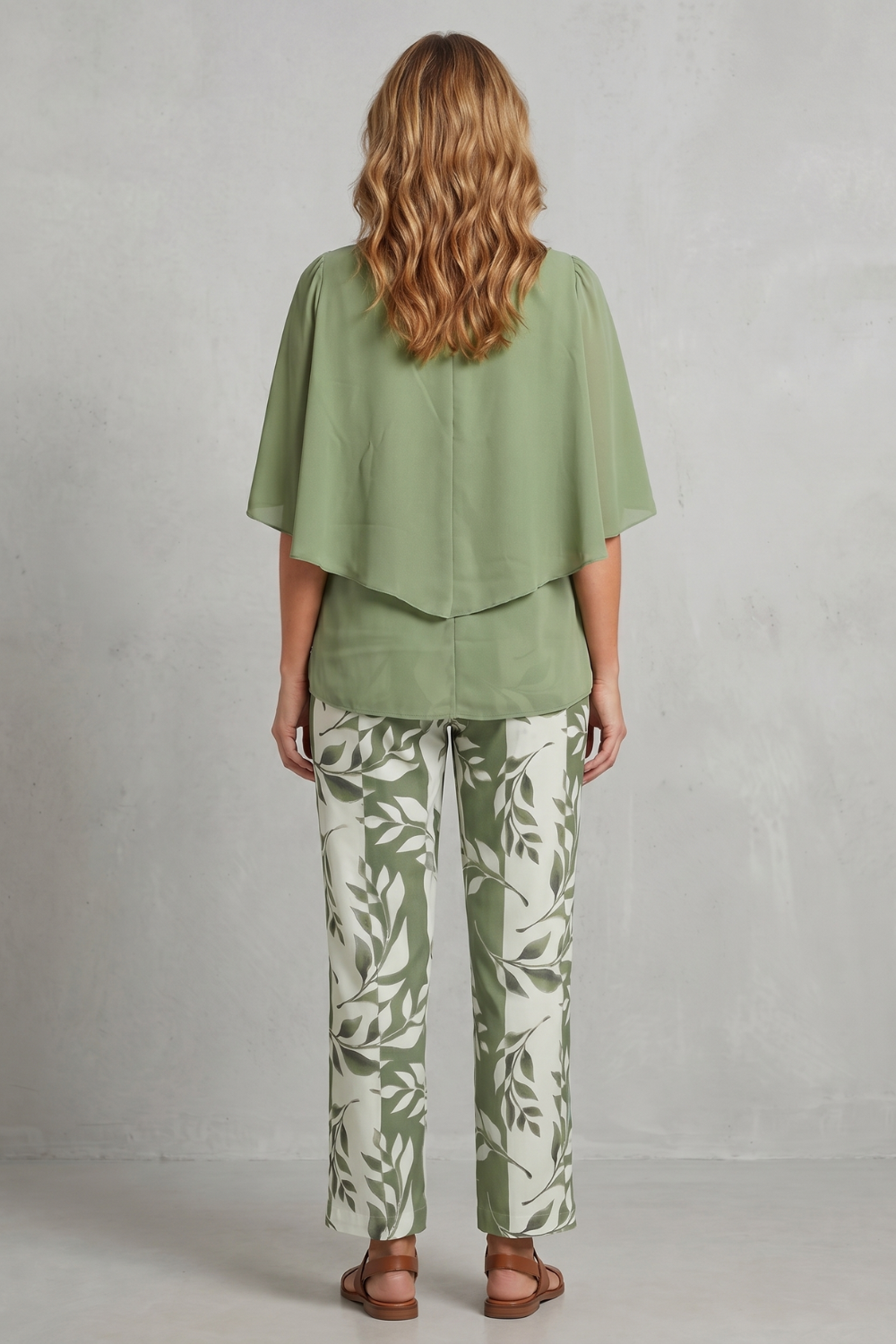 Women's Floral Print Top and Wide Leg Trouser Set - Coralienne